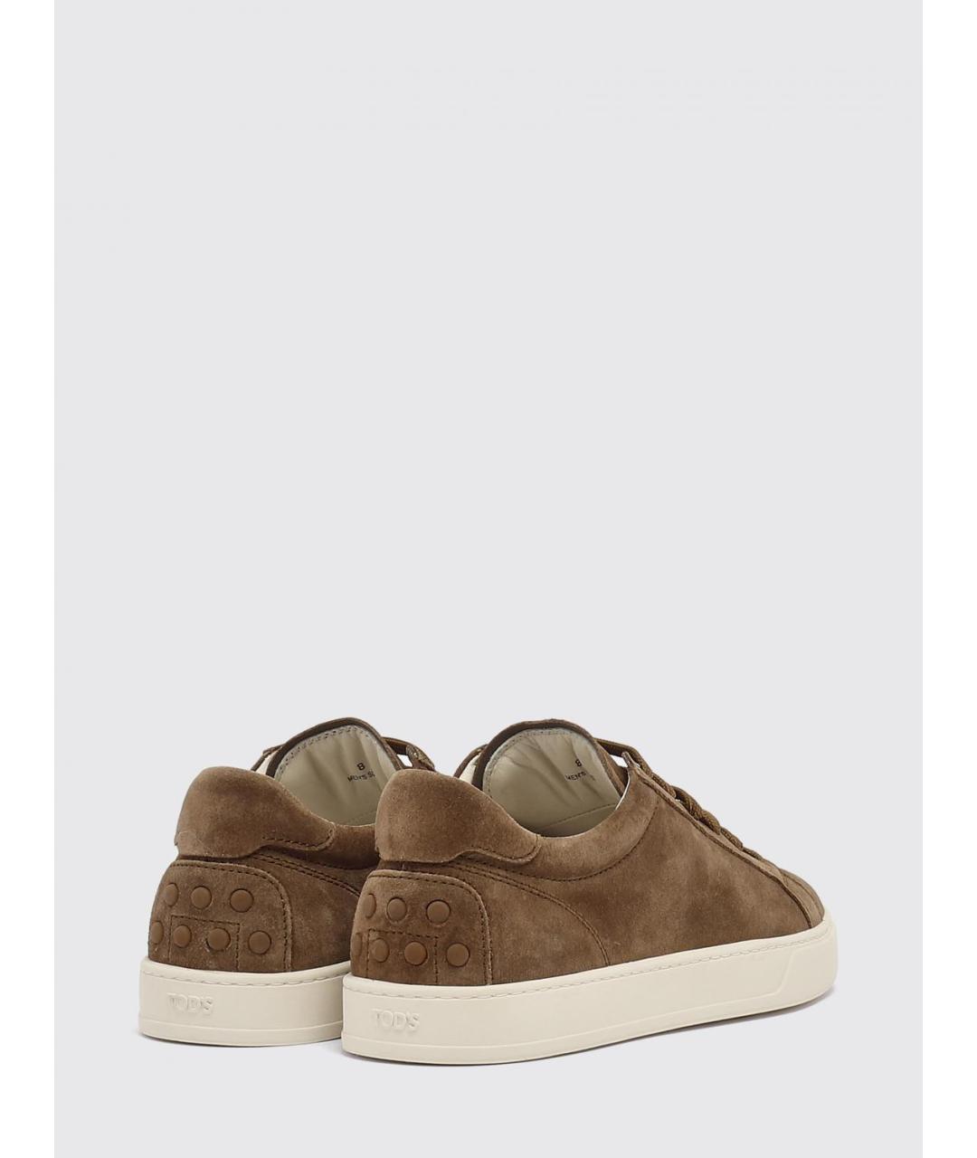 TOD'S Коричневые кожаные низкие кроссовки / кеды, фото 3