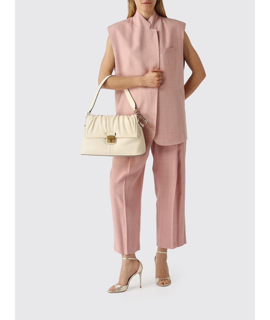 MEIMEIJ Розовые вискозные прямые брюки, фото 2