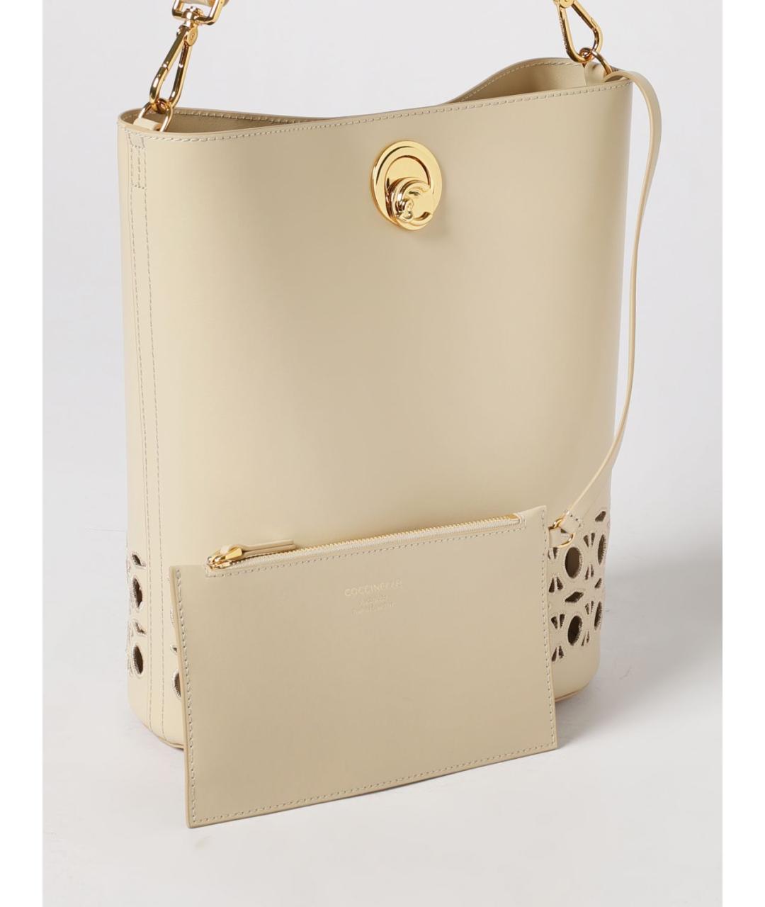 COCCINELLE Бежевая кожаная сумка через плечо, фото 4