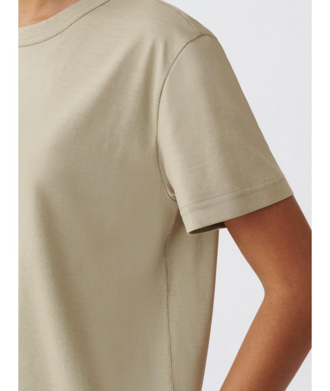 FABIANA FILIPPI Хаки хлопковая футболка, фото 4