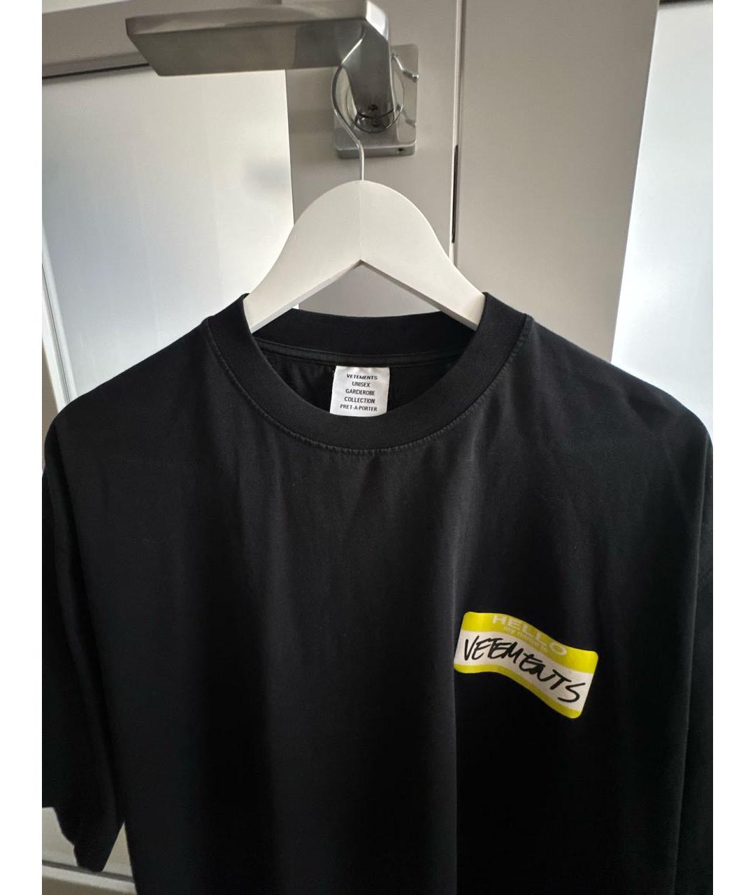 VETEMENTS Черная хлопковая футболка, фото 3