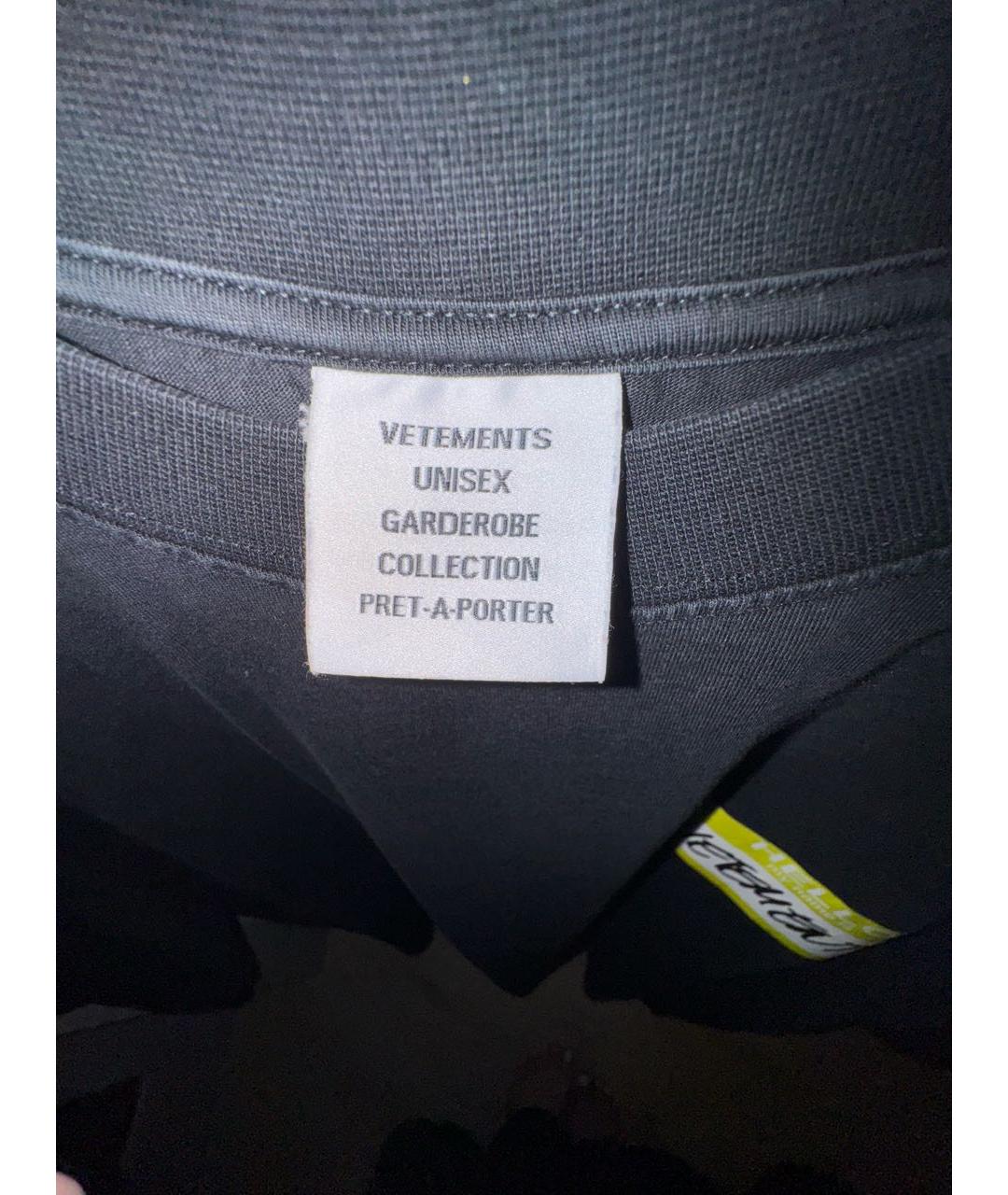 VETEMENTS Черная хлопковая футболка, фото 4