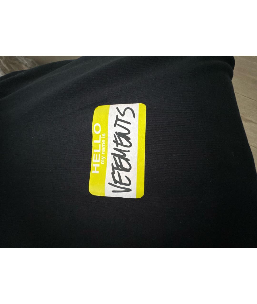 VETEMENTS Черная хлопковая футболка, фото 6