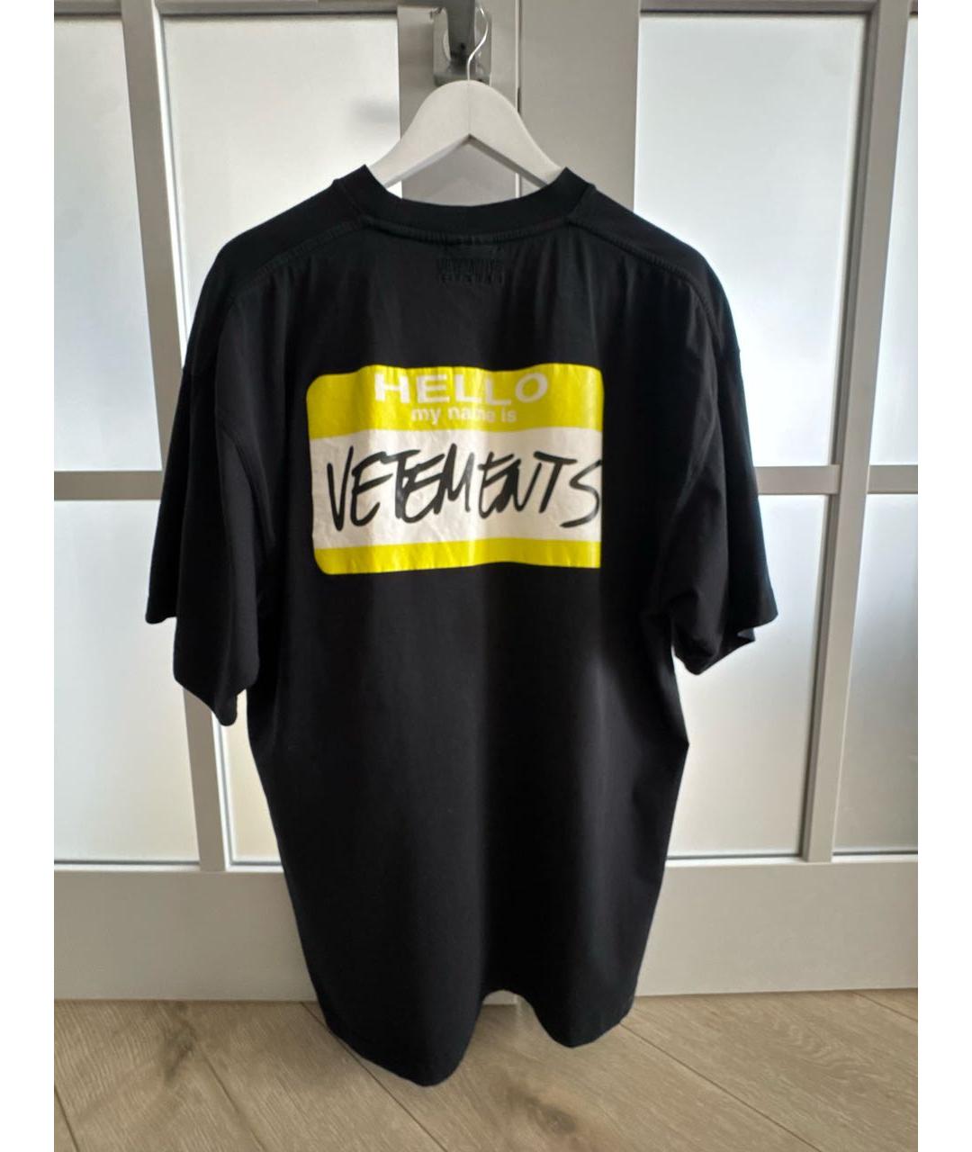 VETEMENTS Черная хлопковая футболка, фото 2