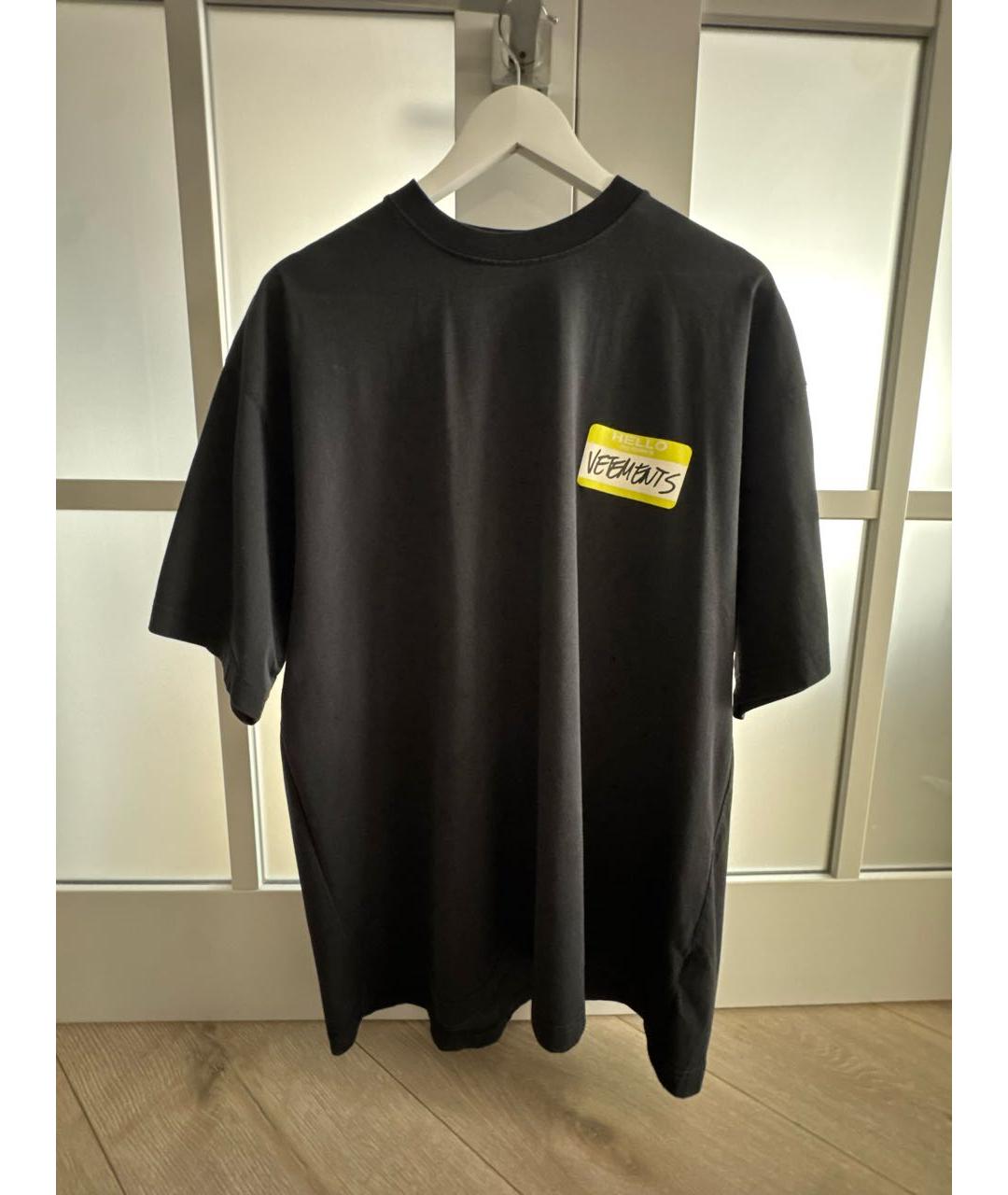 VETEMENTS Черная хлопковая футболка, фото 8