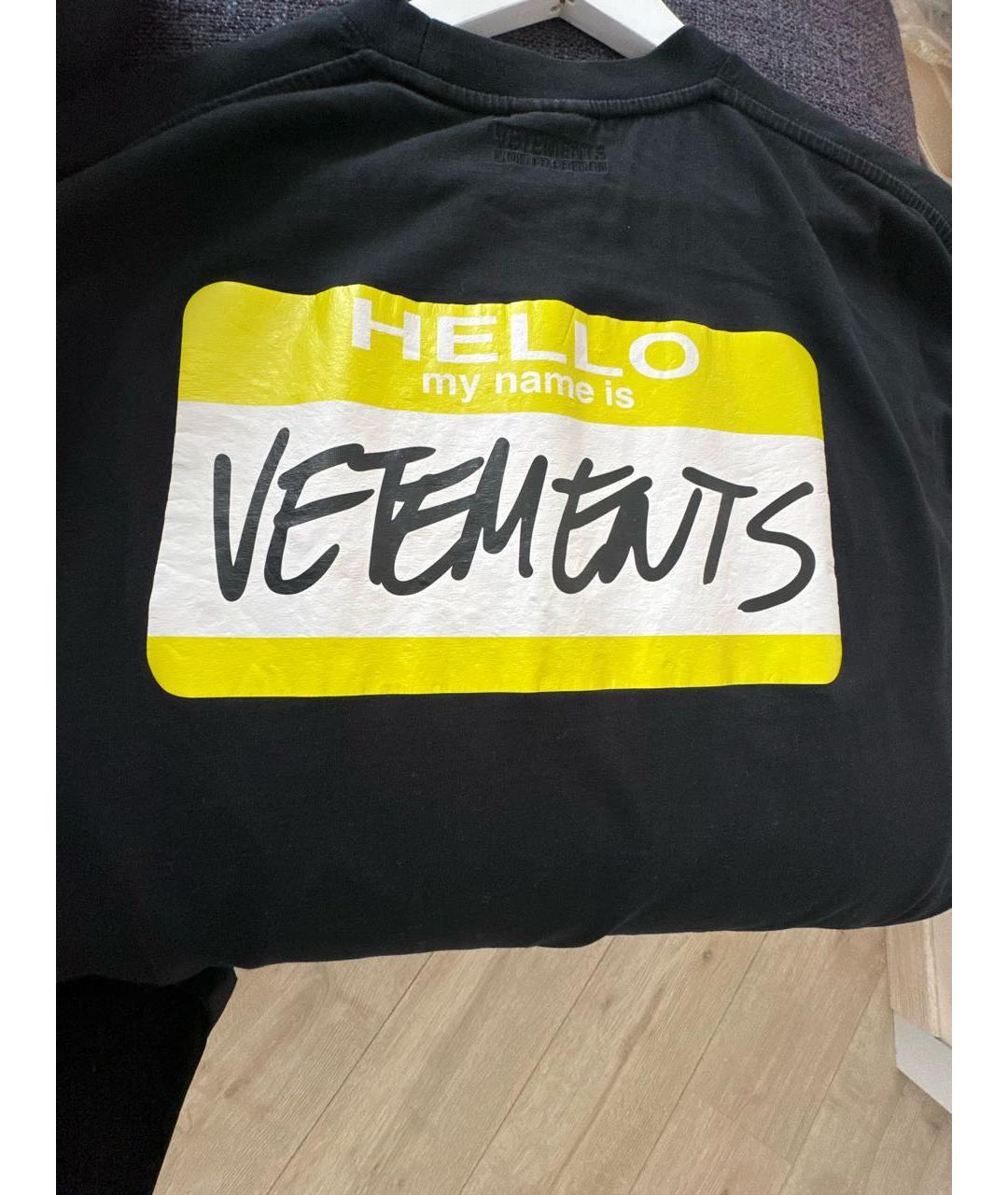 VETEMENTS Черная хлопковая футболка, фото 7