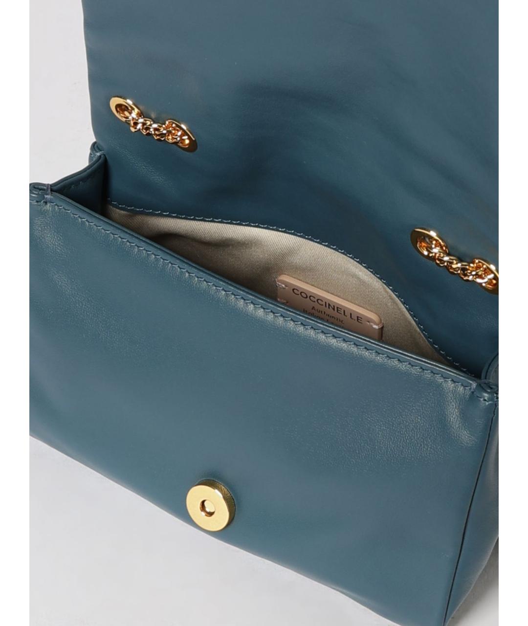 COCCINELLE Синяя кожаная сумка через плечо, фото 3
