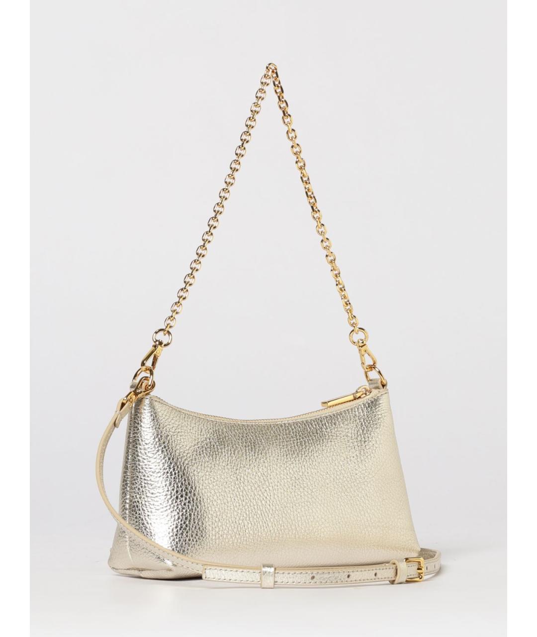 COCCINELLE Золотая кожаная сумка через плечо, фото 4