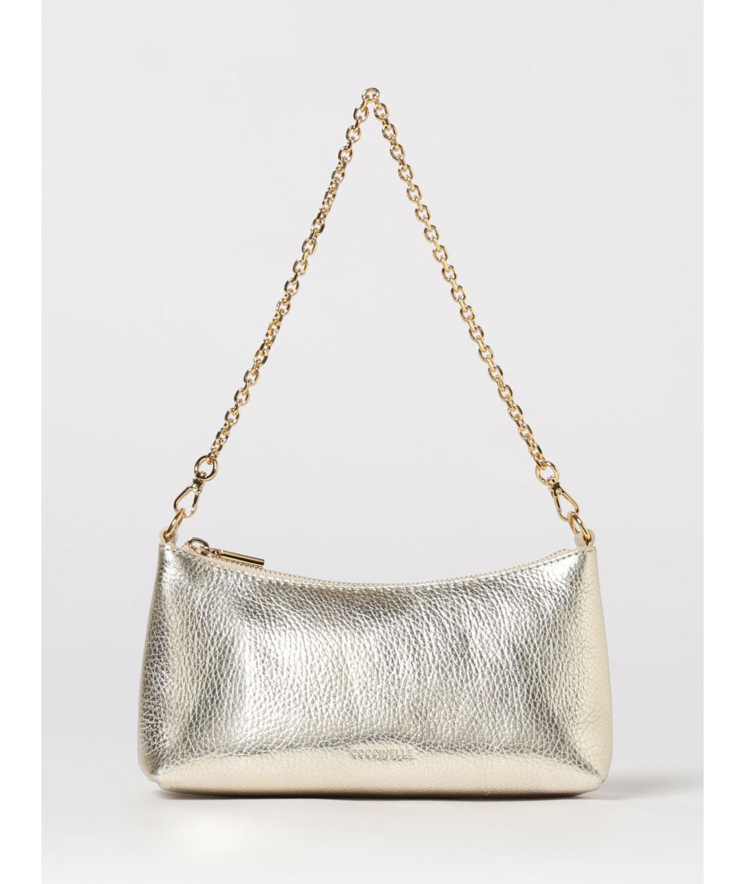 COCCINELLE Золотая кожаная сумка через плечо, фото 2