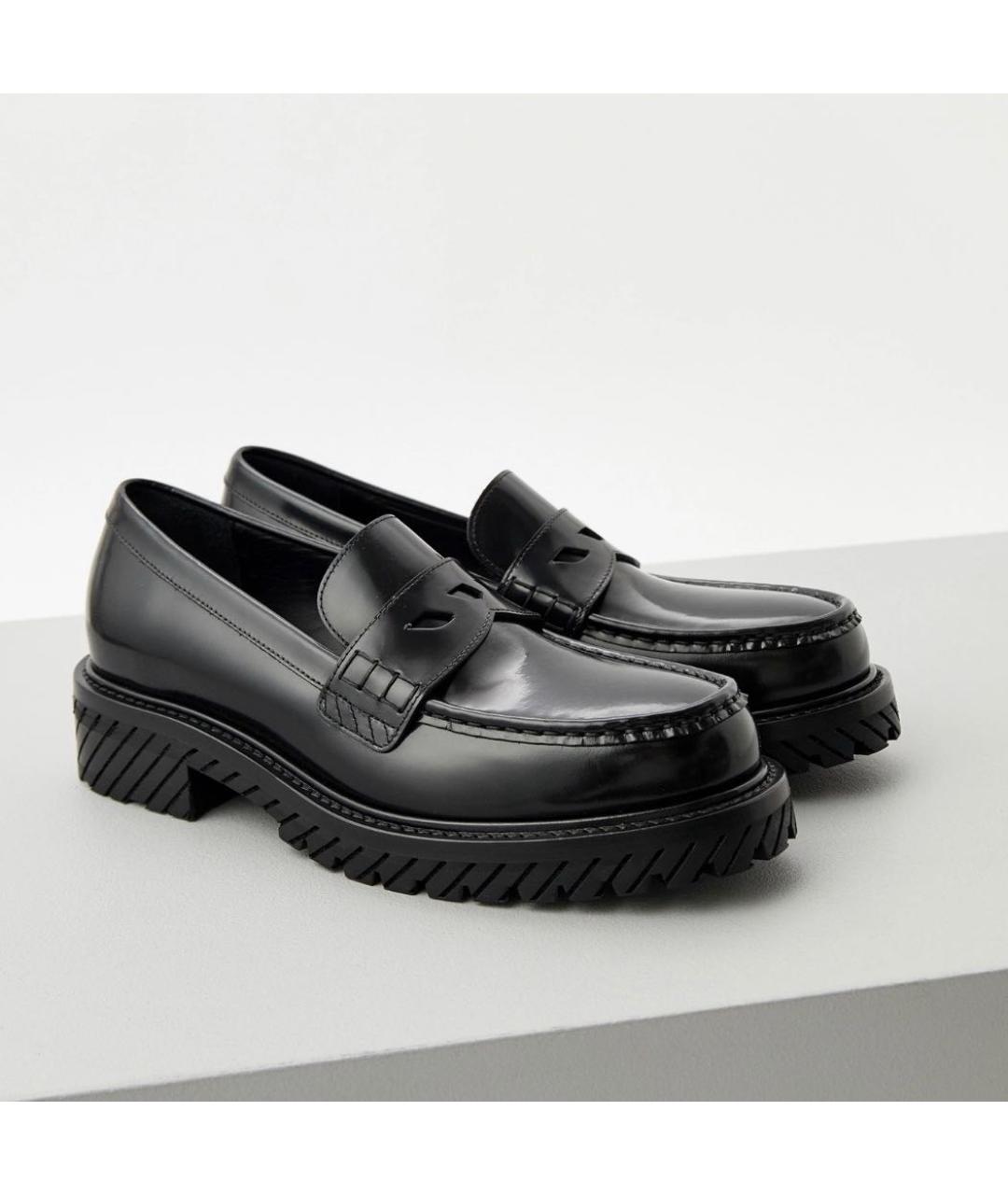 OFF-WHITE Черные кожаные лоферы, фото 2