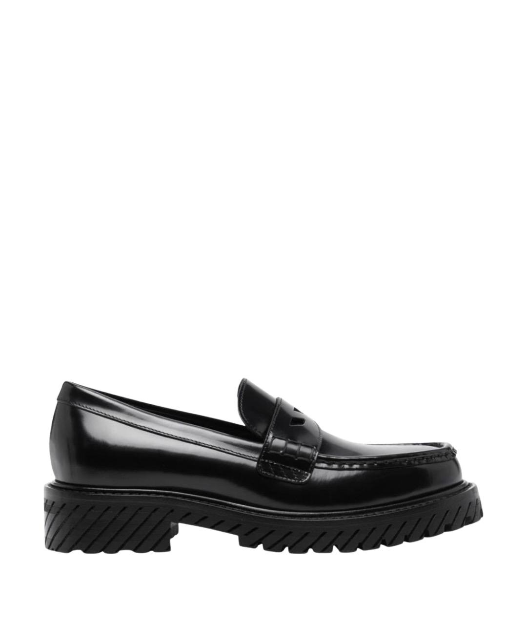 OFF-WHITE Черные кожаные лоферы, фото 1