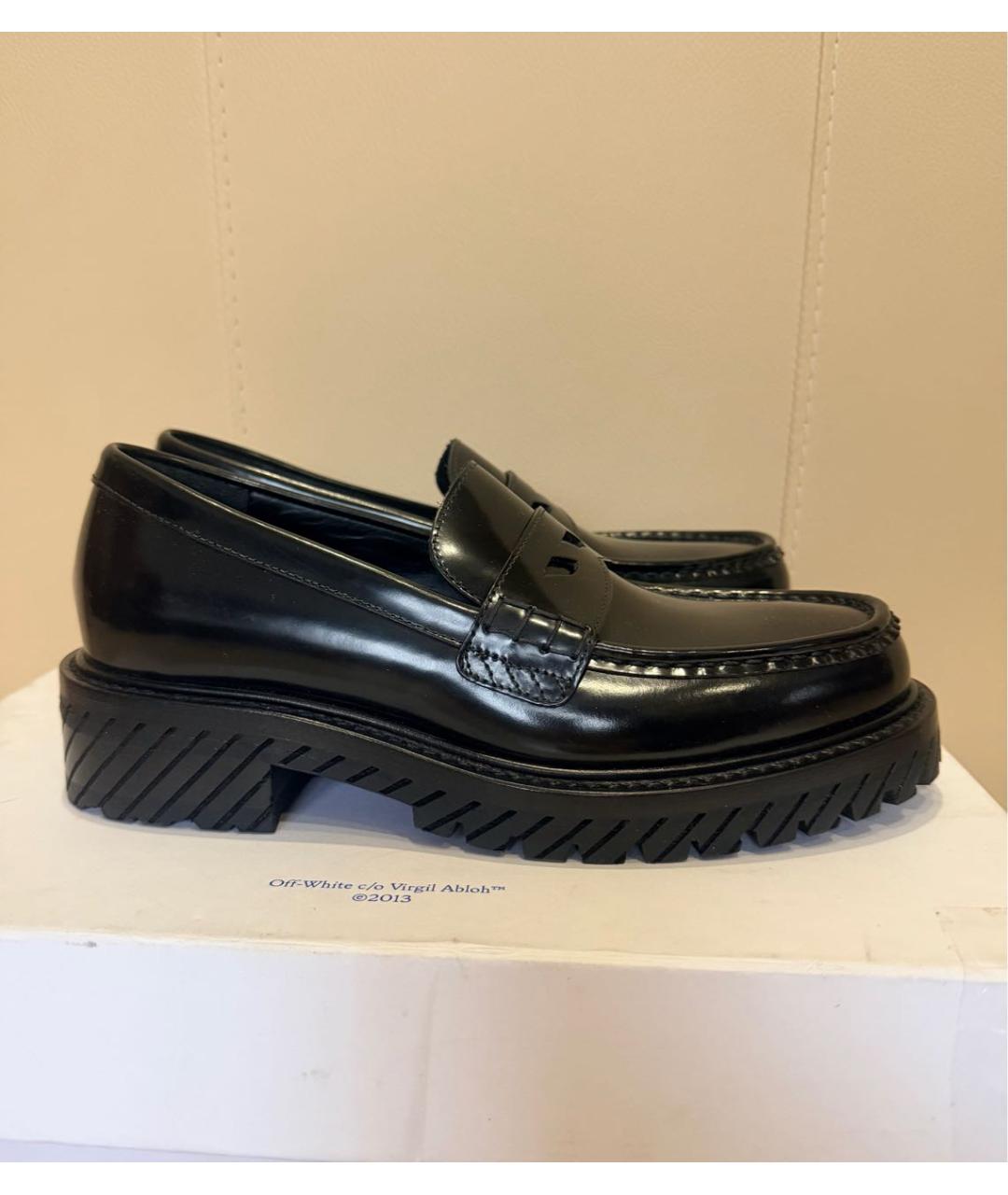 OFF-WHITE Черные кожаные лоферы, фото 3