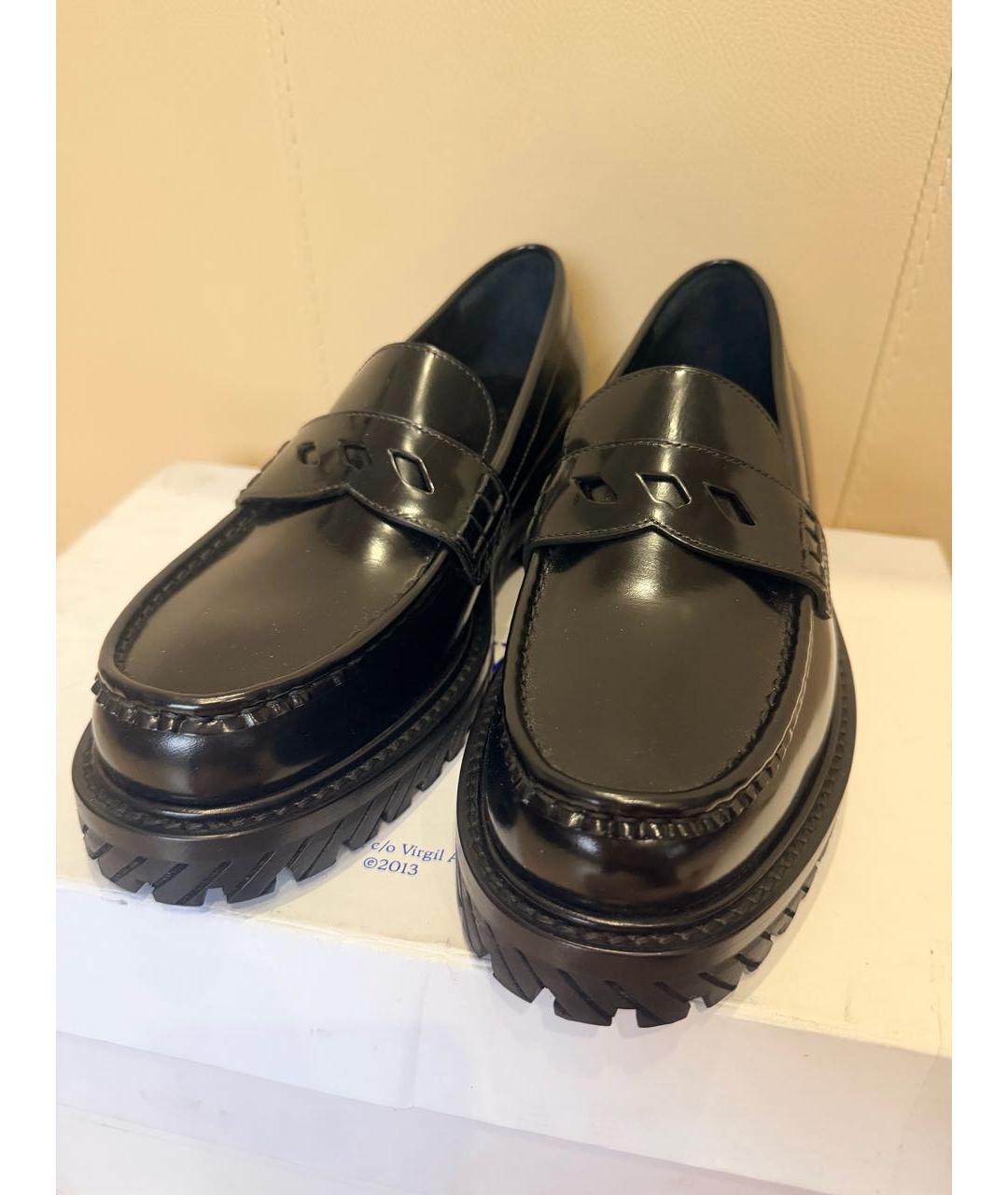 OFF-WHITE Черные кожаные лоферы, фото 5