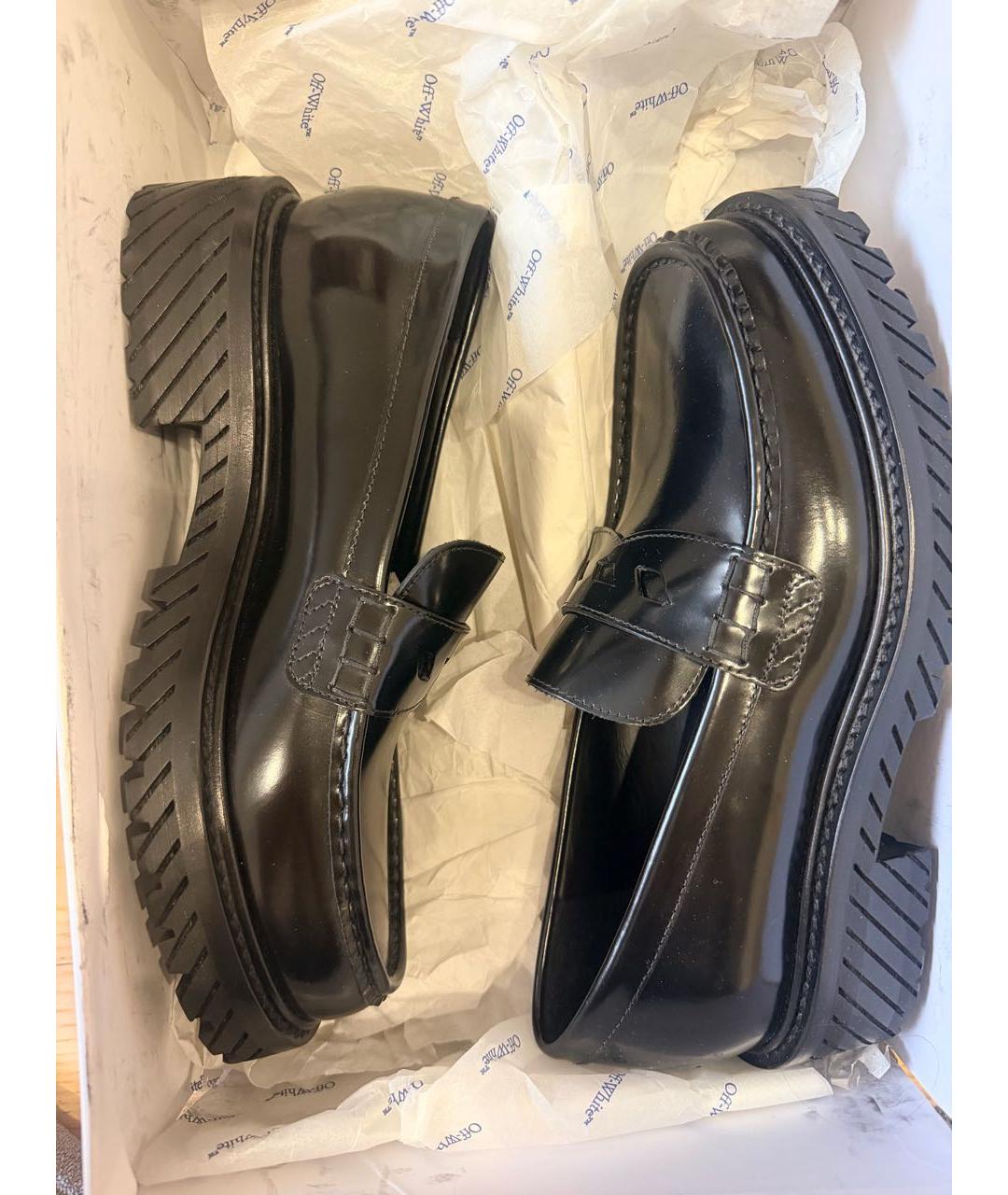 OFF-WHITE Черные кожаные лоферы, фото 6