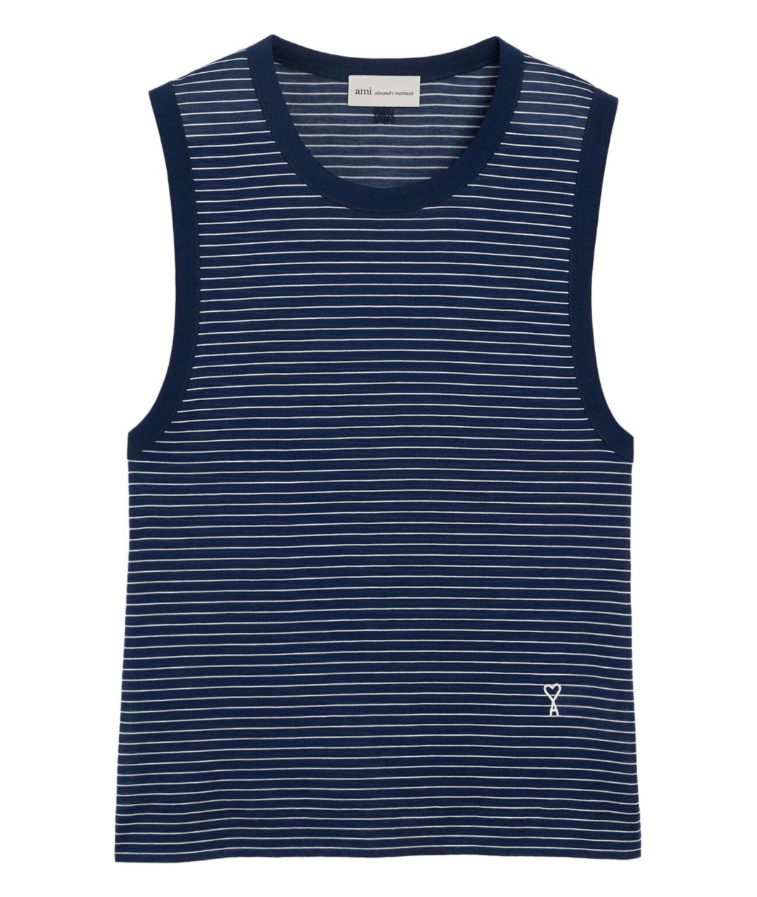 Ami Paris Синяя хлопковая майка, фото 1