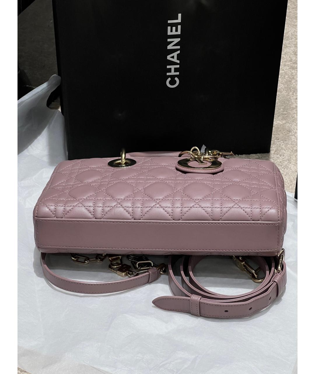 CHRISTIAN DIOR Фиолетовая кожаная сумка с короткими ручками, фото 5