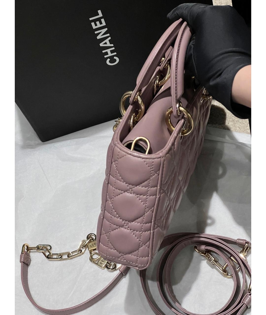 CHRISTIAN DIOR Фиолетовая кожаная сумка с короткими ручками, фото 4