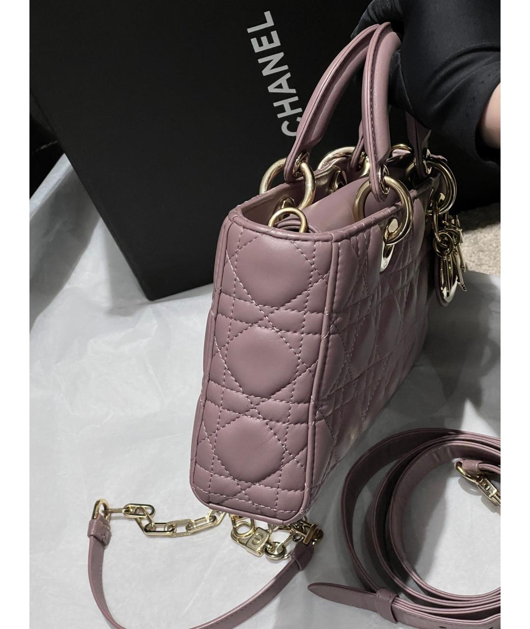 CHRISTIAN DIOR Фиолетовая кожаная сумка с короткими ручками, фото 3