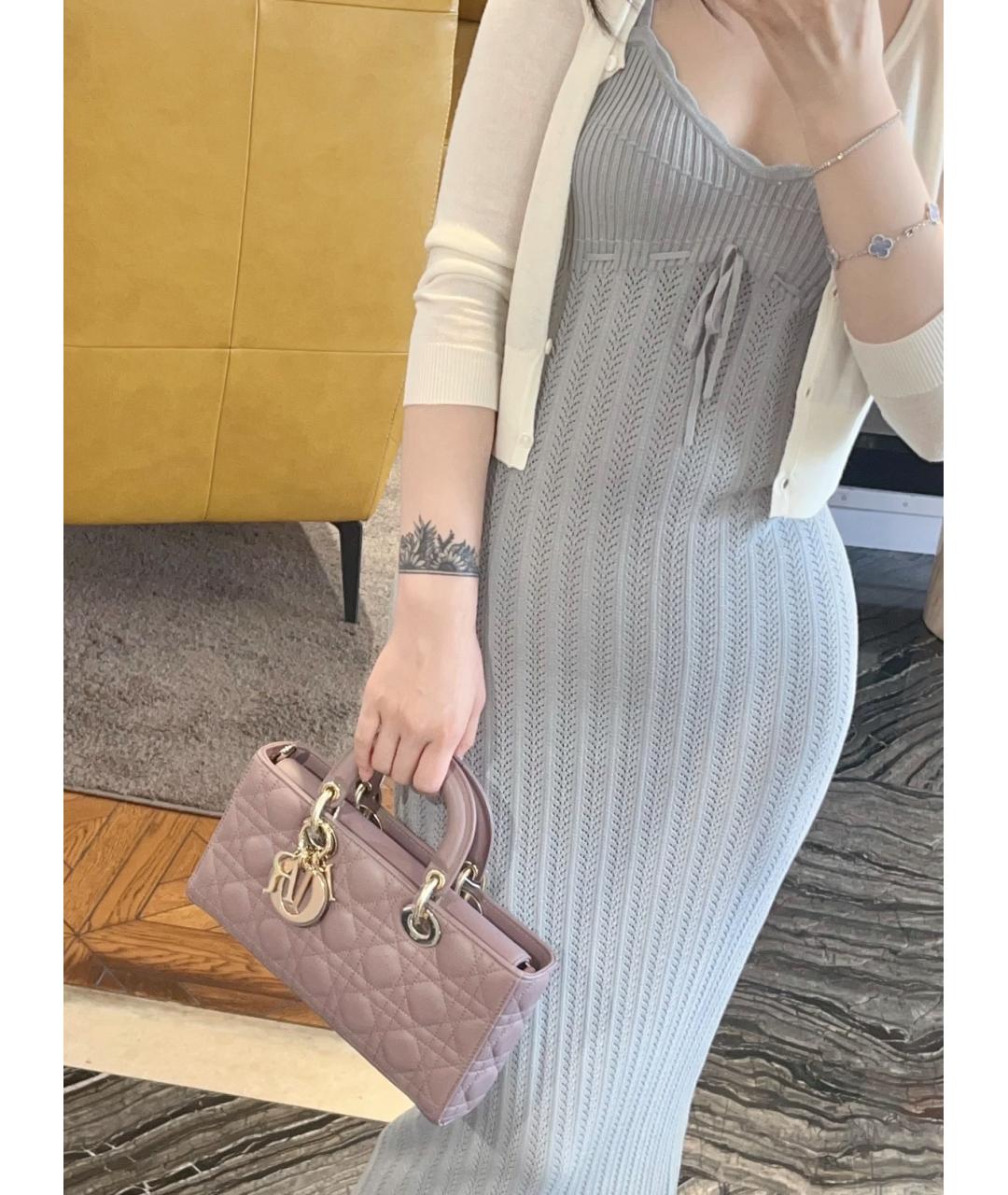 CHRISTIAN DIOR Фиолетовая кожаная сумка с короткими ручками, фото 7