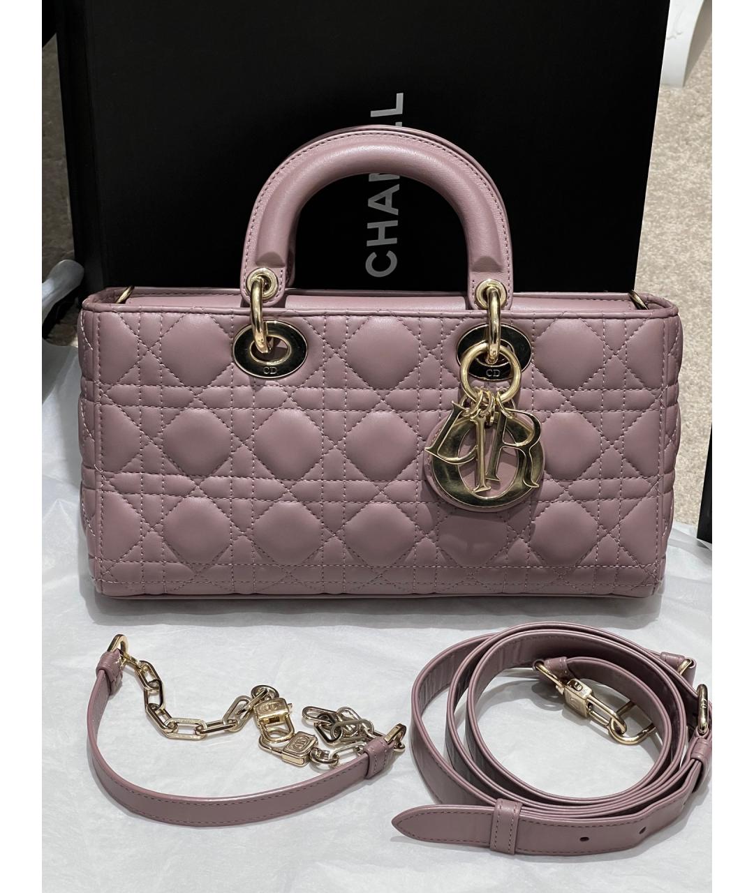 CHRISTIAN DIOR Фиолетовая кожаная сумка с короткими ручками, фото 9