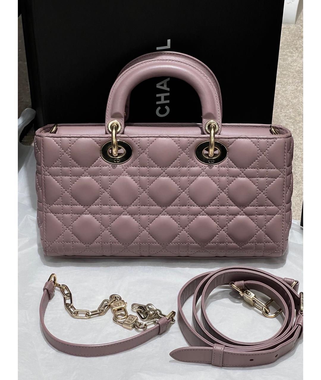 CHRISTIAN DIOR Фиолетовая кожаная сумка с короткими ручками, фото 2