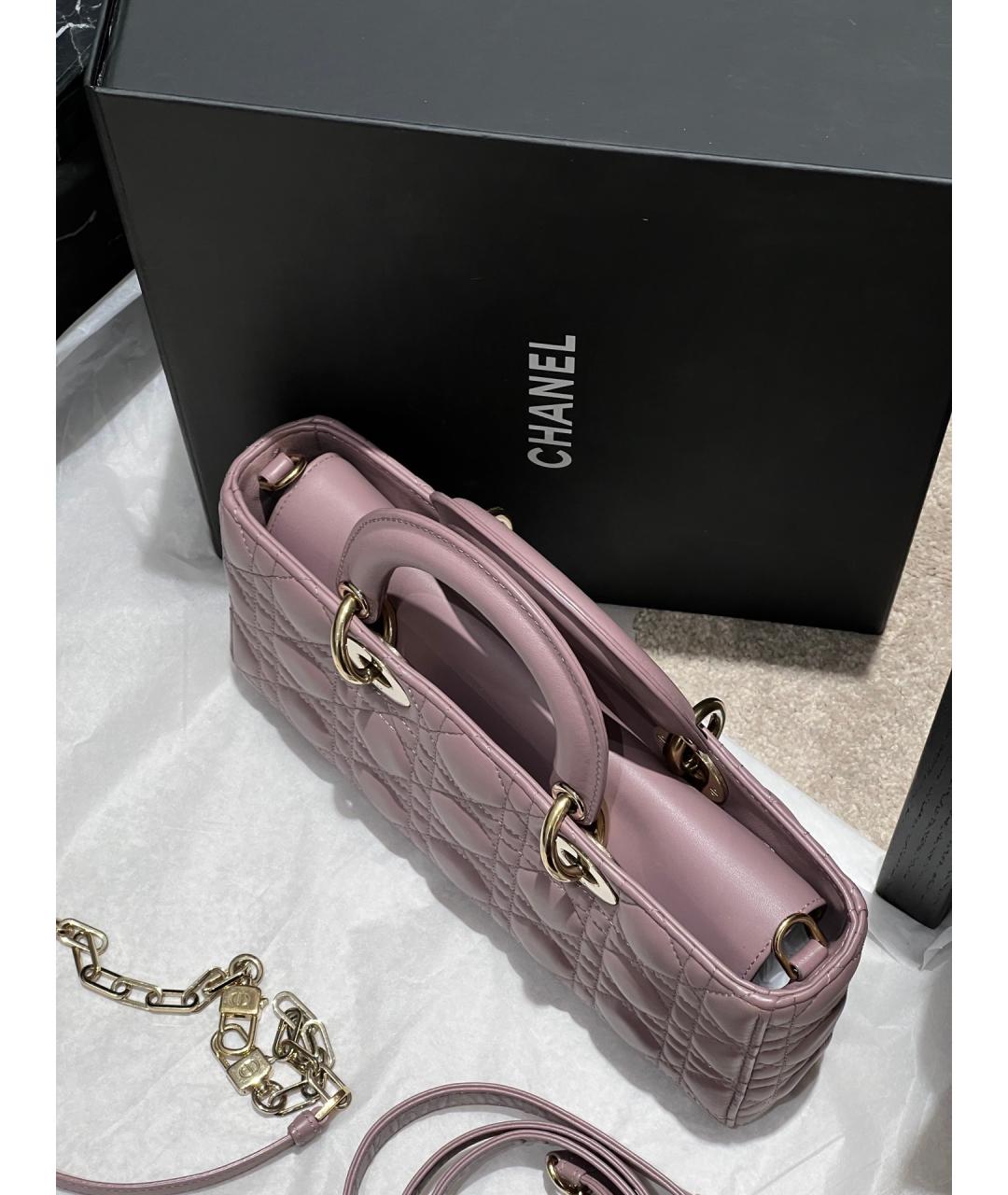 CHRISTIAN DIOR Фиолетовая кожаная сумка с короткими ручками, фото 6