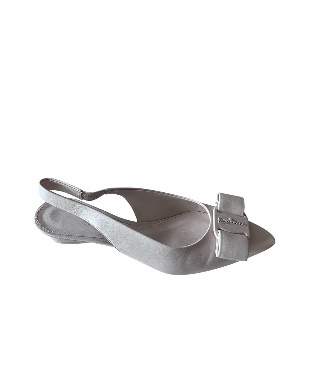 FERRAGAMO Бежевые кожаные босоножки, фото 1