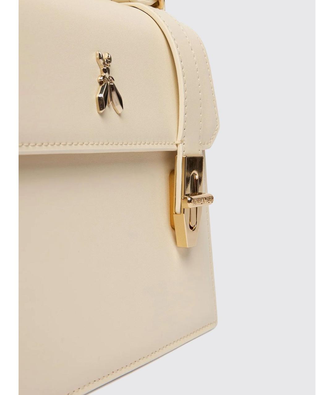 PATRIZIA PEPE Бежевая кожаная сумка с короткими ручками, фото 3