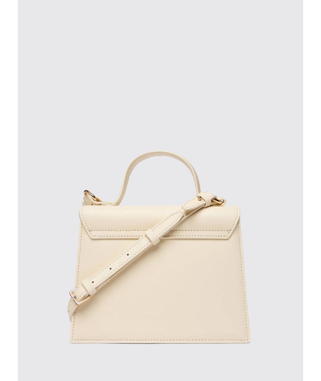 PATRIZIA PEPE Бежевая кожаная сумка с короткими ручками, фото 2