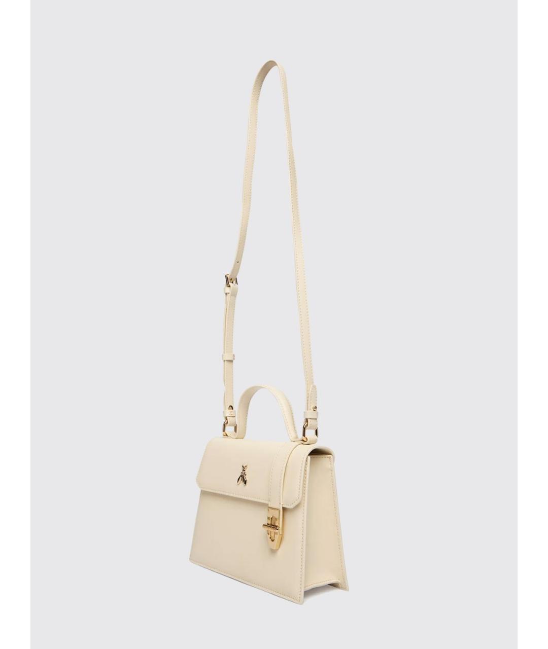 PATRIZIA PEPE Бежевая кожаная сумка с короткими ручками, фото 5