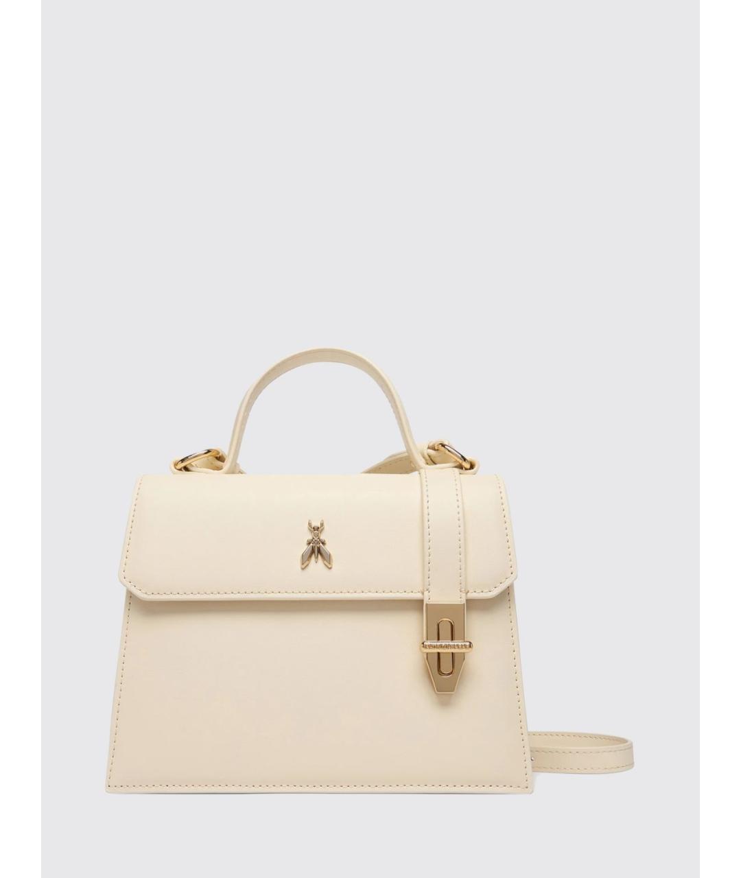 PATRIZIA PEPE Бежевая кожаная сумка с короткими ручками, фото 6