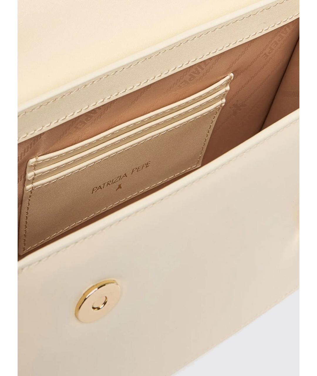 PATRIZIA PEPE Бежевая кожаная сумка с короткими ручками, фото 4