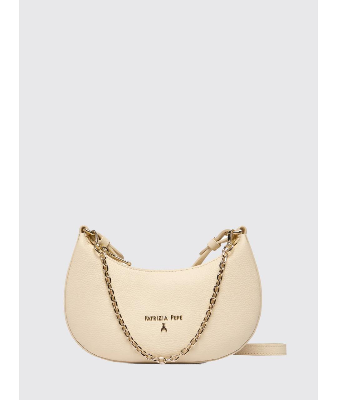 PATRIZIA PEPE Бежевая кожаная сумка через плечо, фото 4