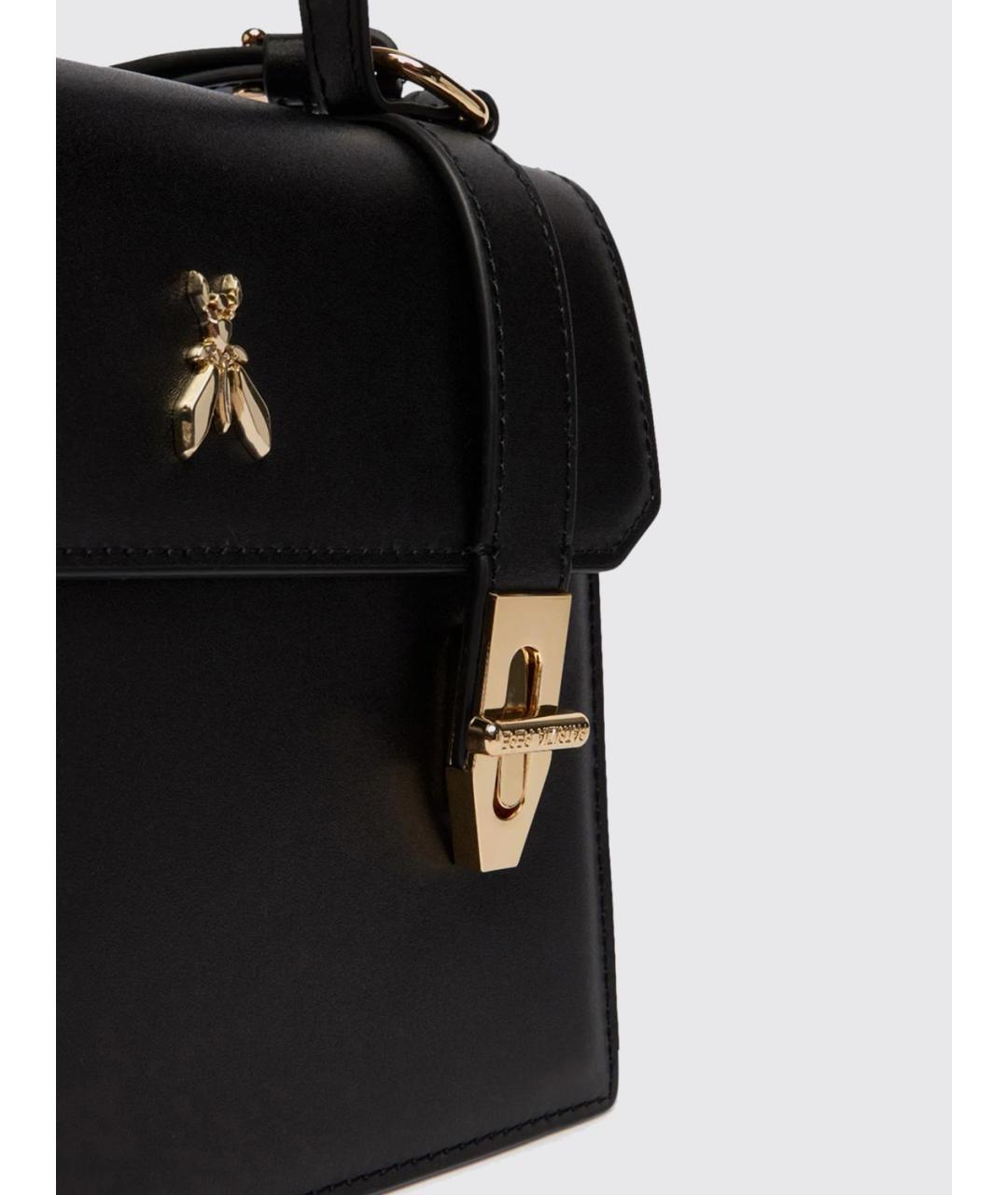PATRIZIA PEPE Черная кожаная сумка с короткими ручками, фото 3