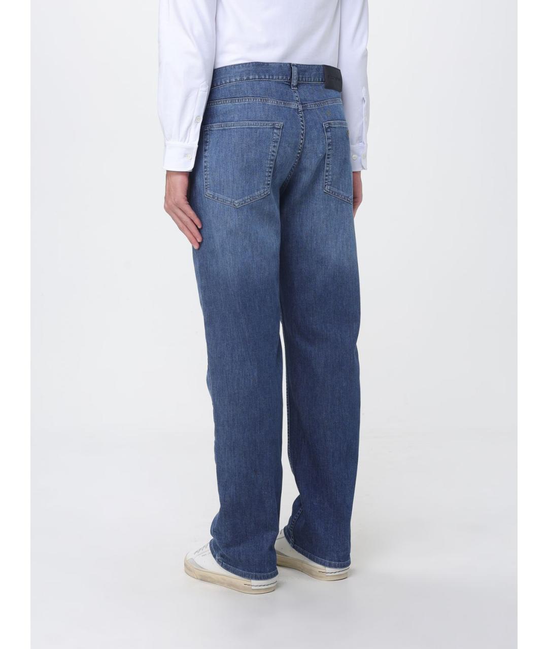 EMPORIO ARMANI Синие хлопковые прямые джинсы, фото 2