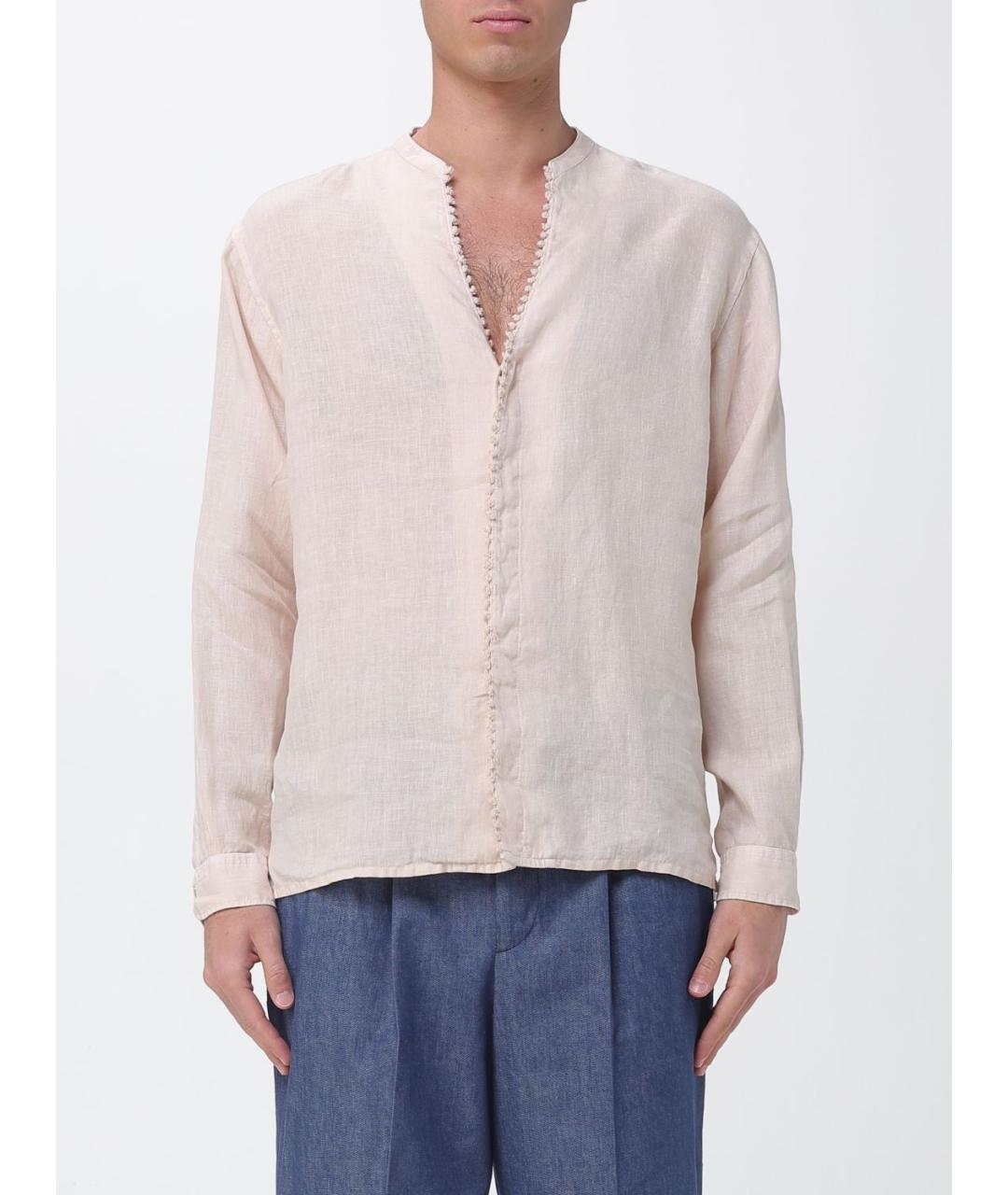 EMPORIO ARMANI Бежевая льняная кэжуал рубашка, фото 4