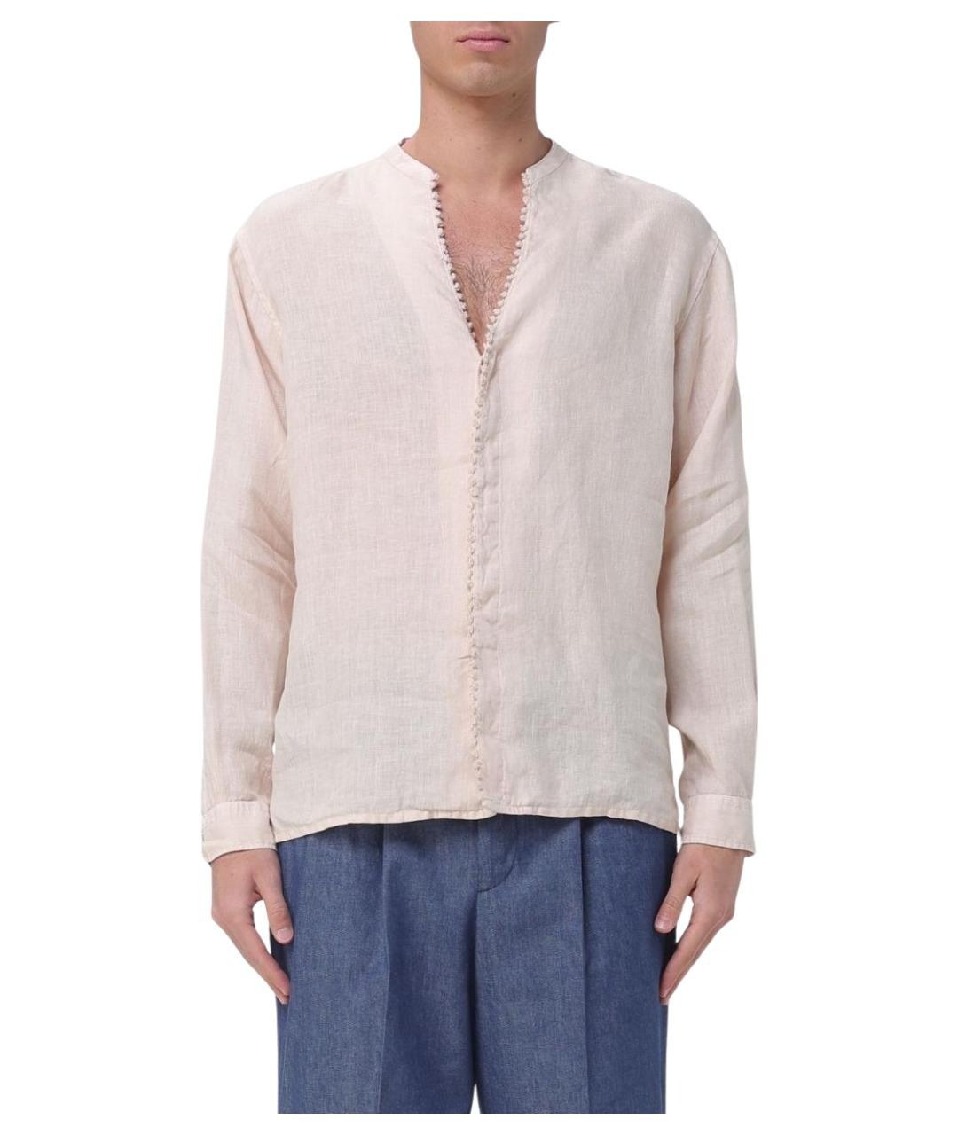 EMPORIO ARMANI Бежевая льняная кэжуал рубашка, фото 1