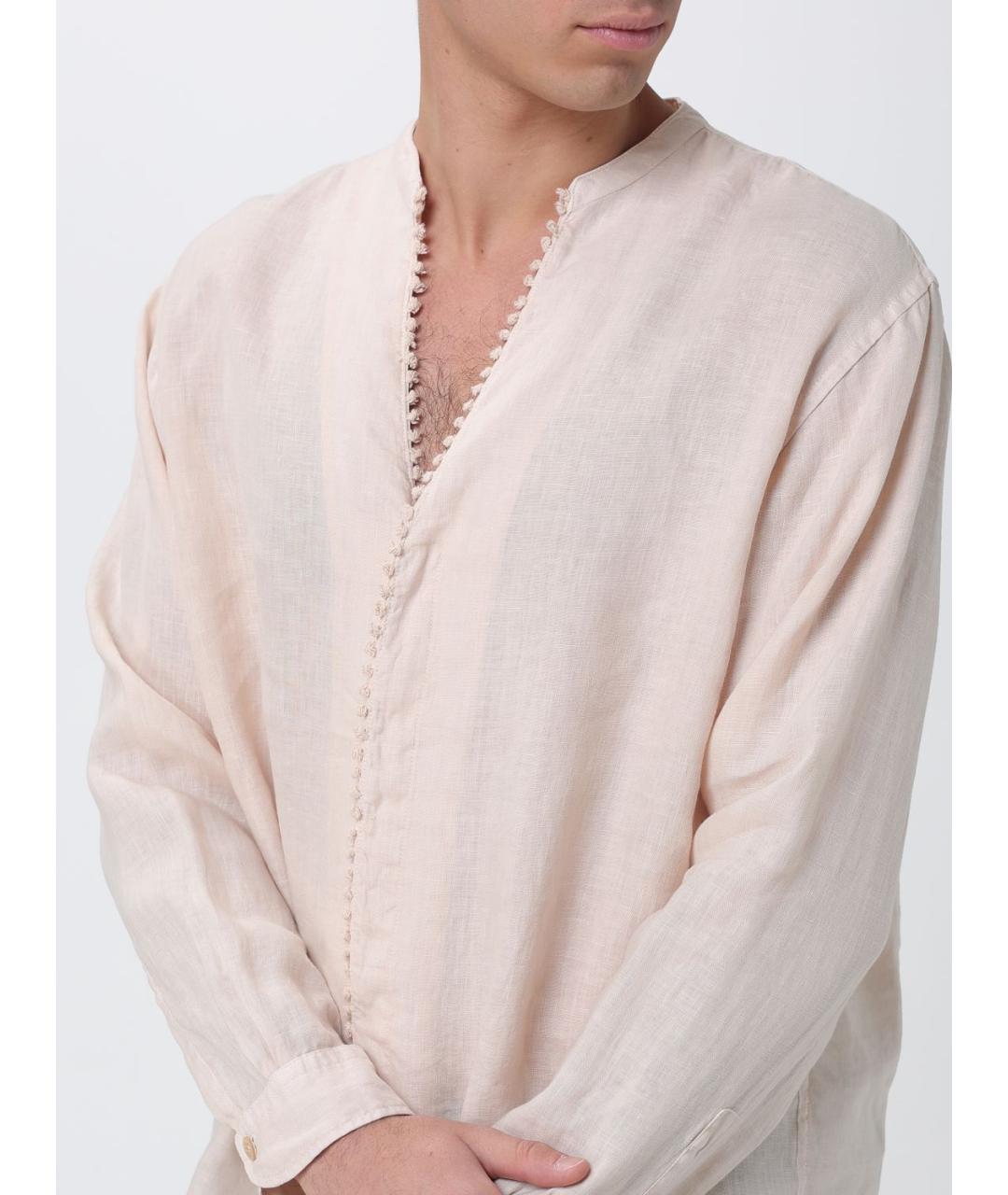 EMPORIO ARMANI Бежевая льняная кэжуал рубашка, фото 3
