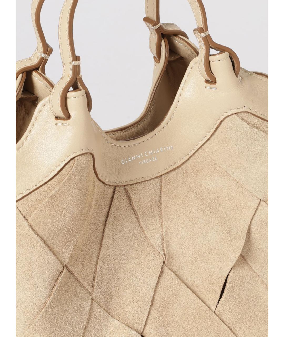 Gianni Chiarini Бежевая кожаная сумка через плечо, фото 3