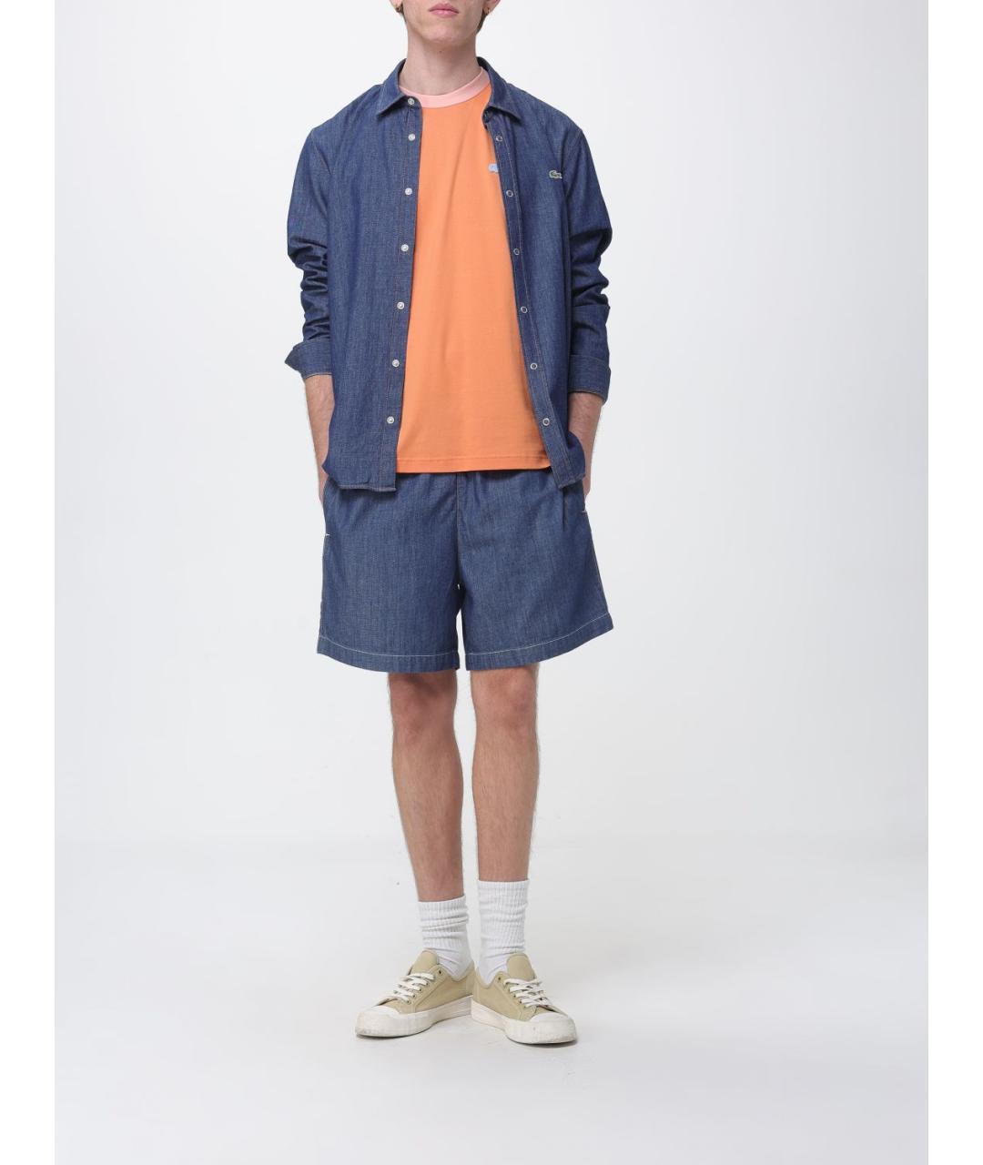 LACOSTE Синяя хлопковая кэжуал рубашка, фото 2