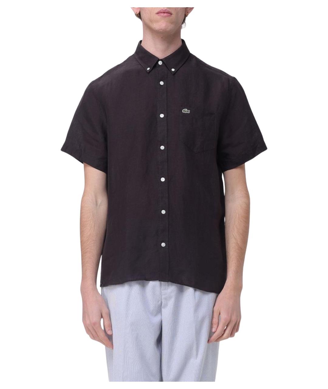 LACOSTE Коричневая льняная кэжуал рубашка, фото 1
