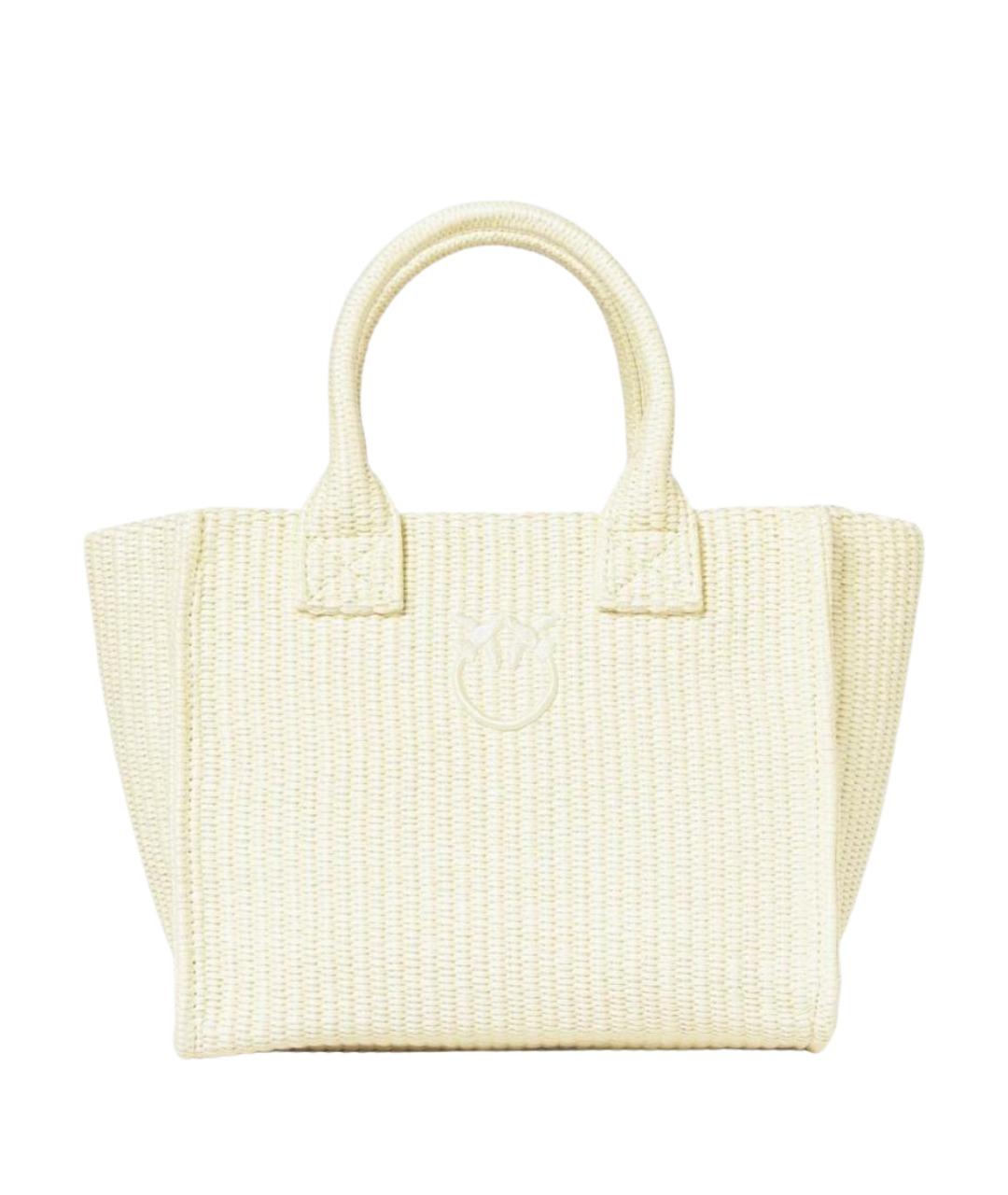 PINKO Желтая синтетическая сумка тоут, фото 1