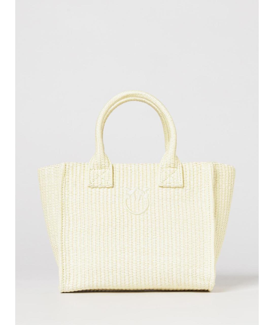 PINKO Желтая синтетическая сумка тоут, фото 4