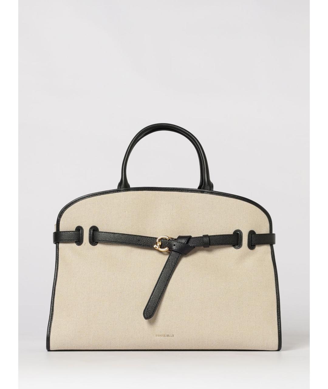 COCCINELLE Бежевая тканевая сумка с короткими ручками, фото 4