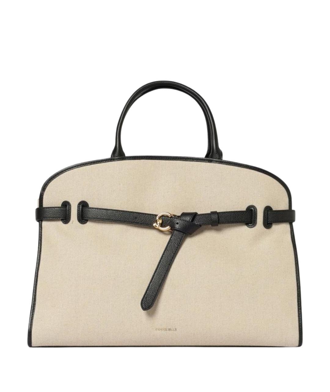 COCCINELLE Бежевая тканевая сумка с короткими ручками, фото 1