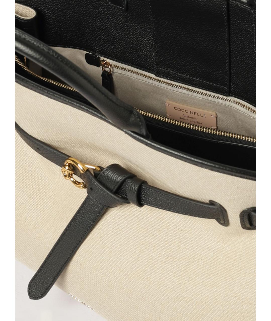 COCCINELLE Бежевая тканевая сумка с короткими ручками, фото 3