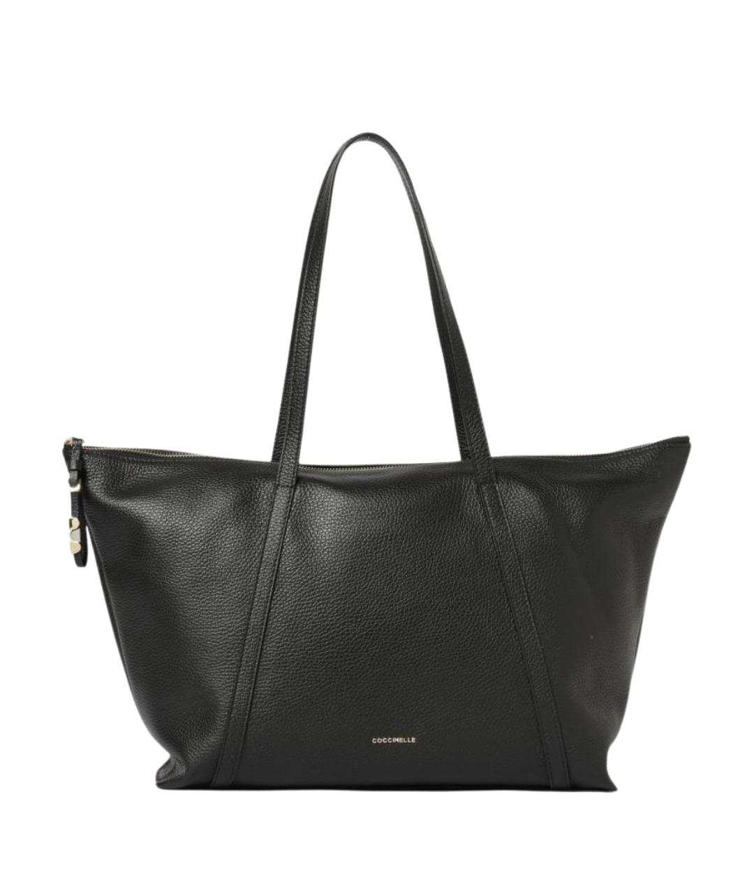 COCCINELLE Черная кожаная сумка тоут, фото 1