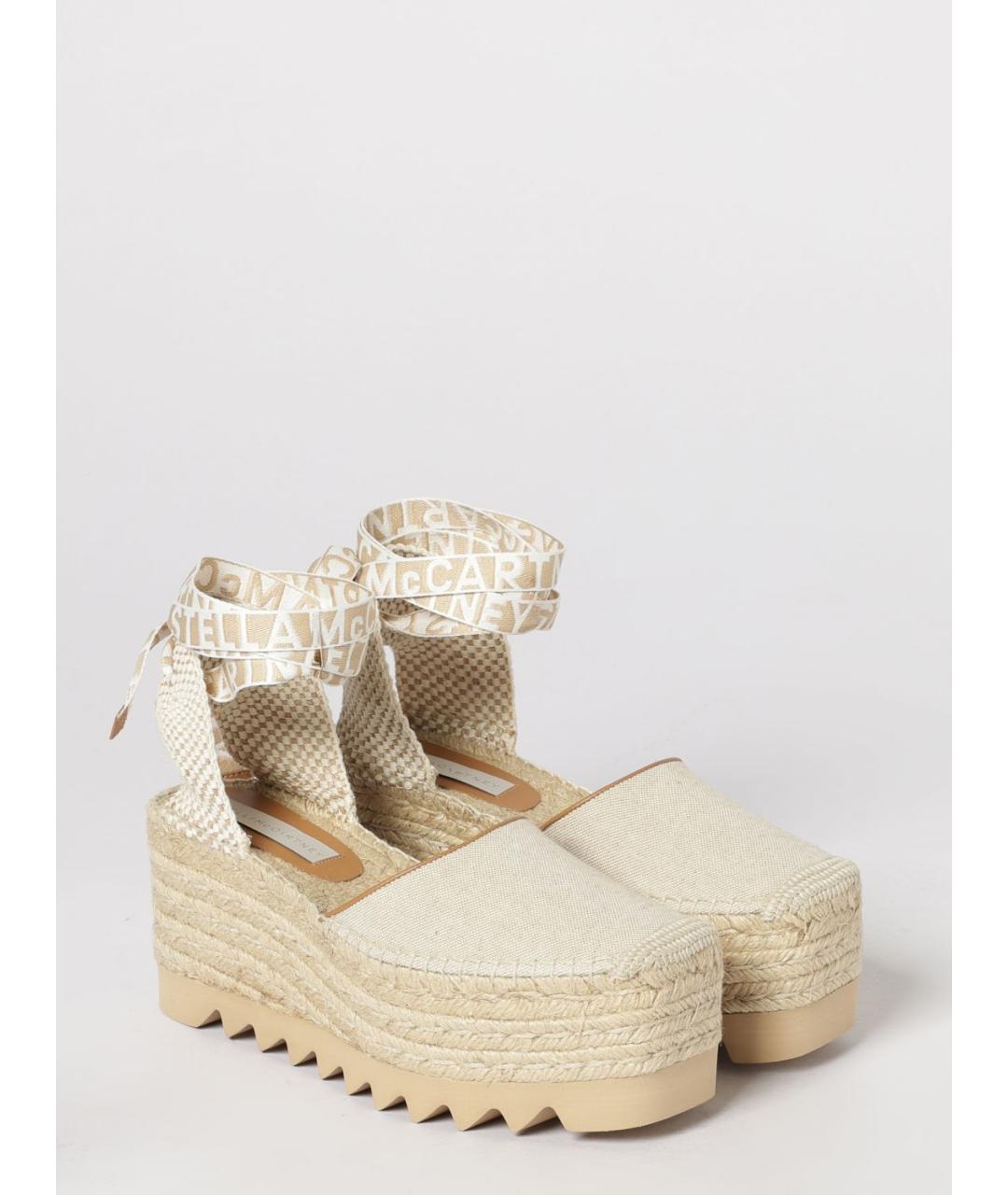STELLA MCCARTNEY Бежевые текстильные босоножки, фото 2