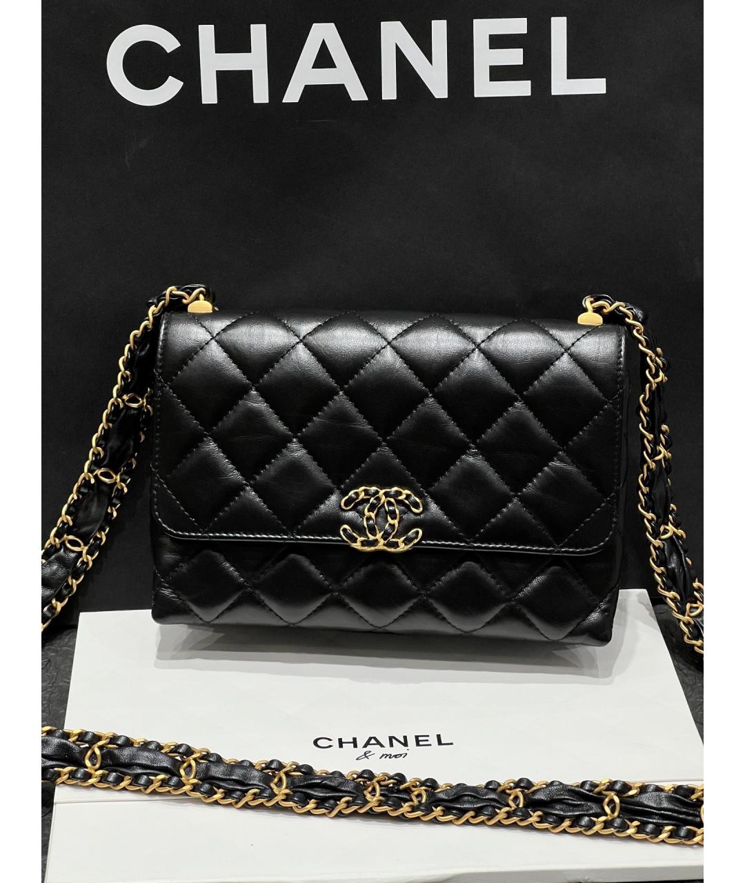 CHANEL Черная кожаная сумка через плечо, фото 9