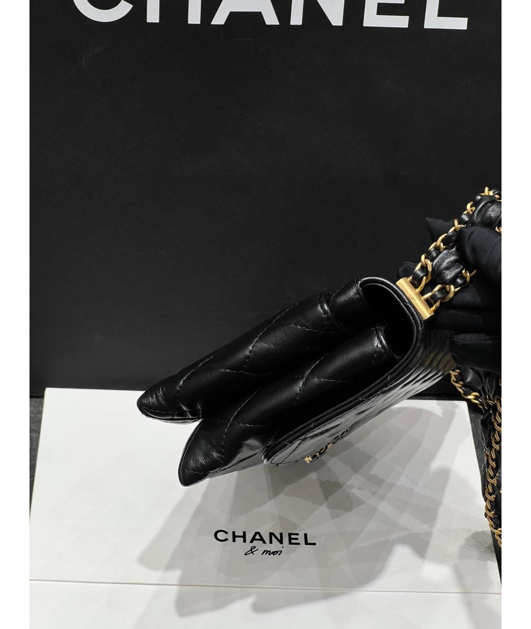 CHANEL Черная кожаная сумка через плечо, фото 4